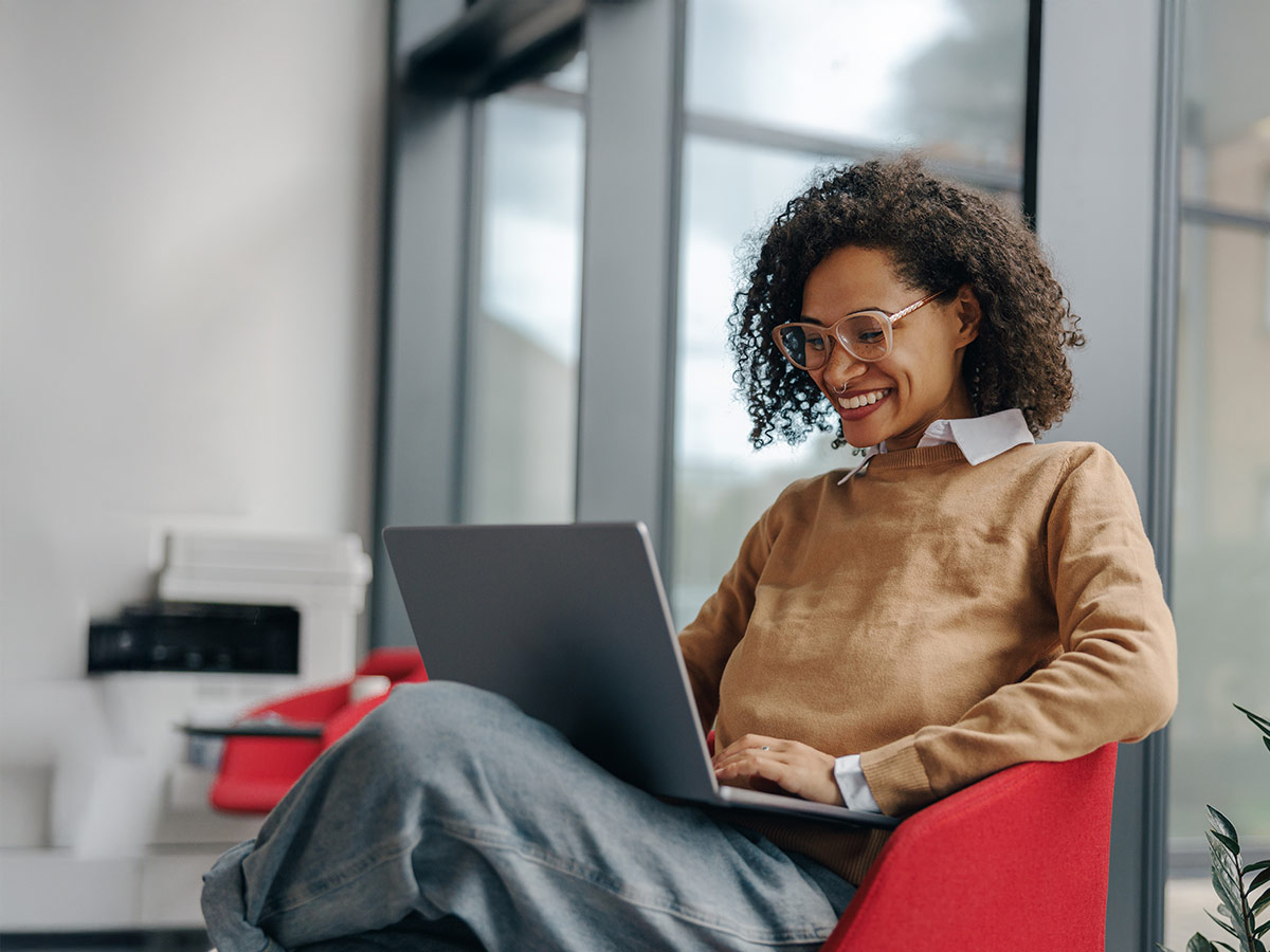 Woman working on her laptop